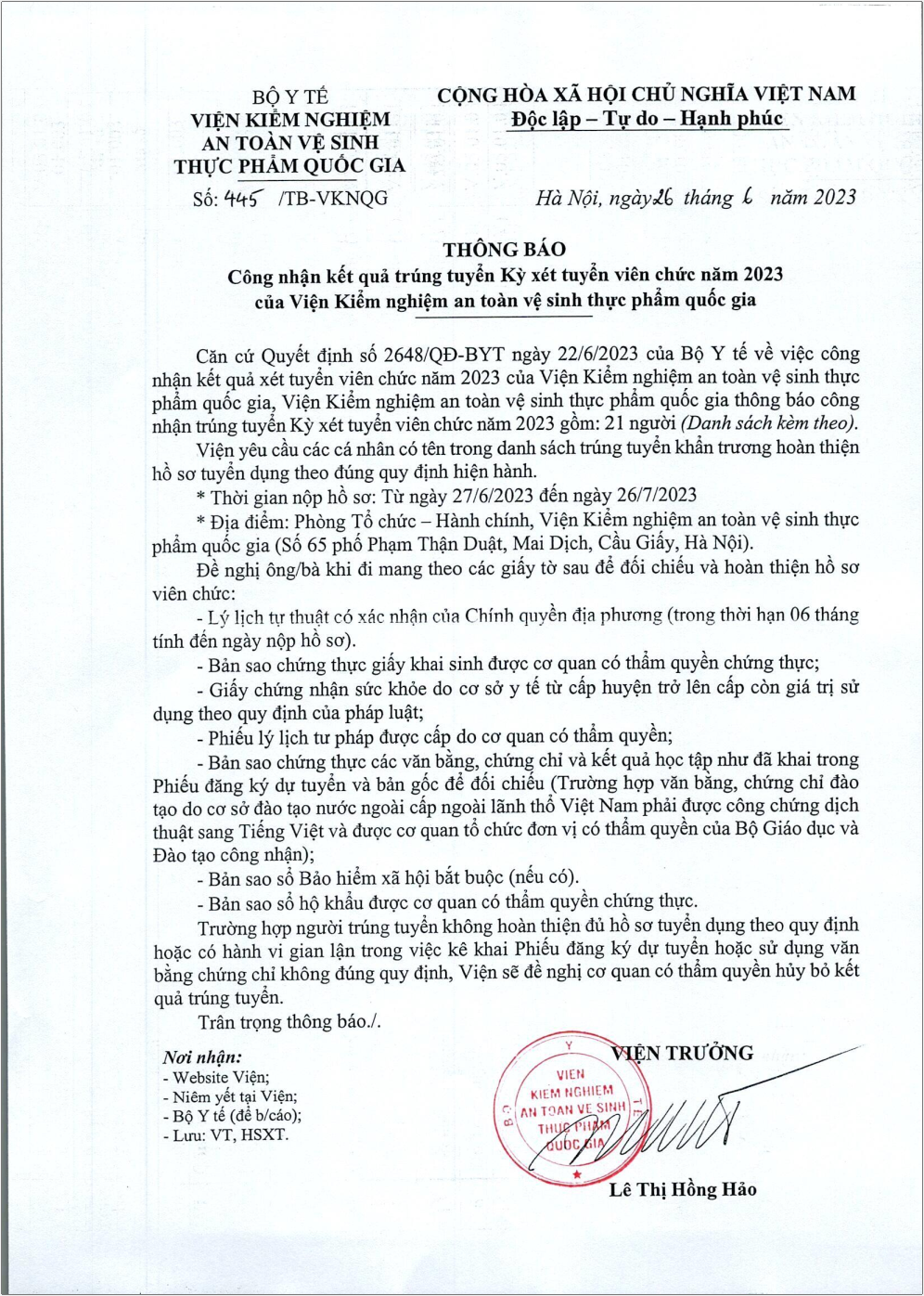 Thông báo Công nhận kết quả trúng tuyển Kỳ xét tuyển viên chức năm 2023 của 23WIN Casino - Nổ Hũ - Bắn Cá - Lô Đề | Đăng nhập, Đăng ký