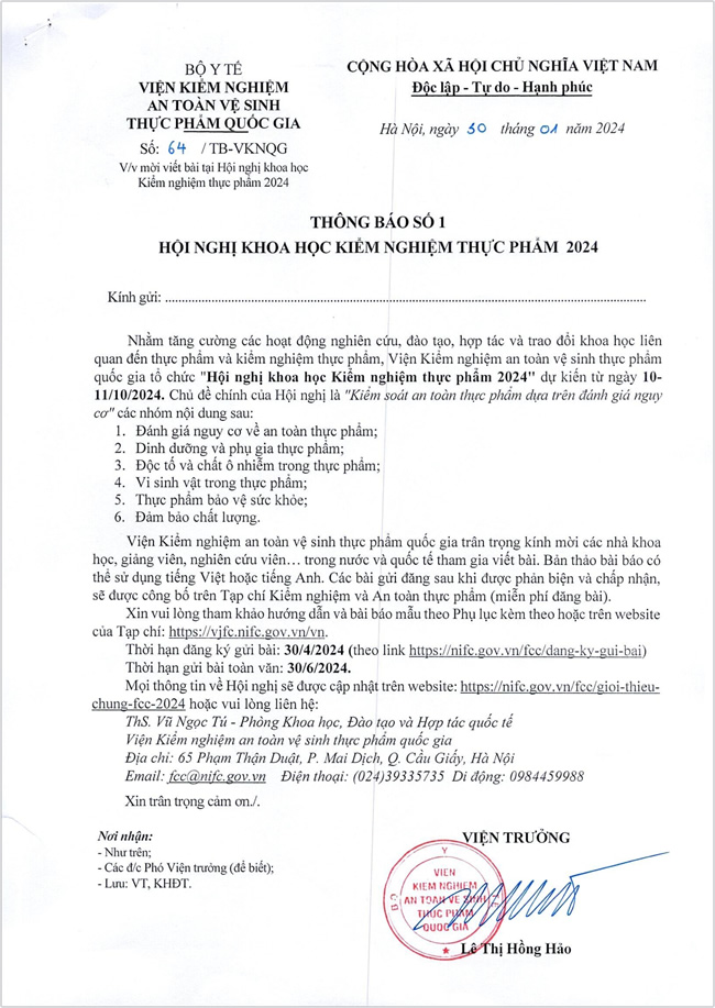 Thông báo 1 - Hội nghị khoa học Kiểm nghiệm Trang Chủ 23 Win - Link Đăng Ký 23Win.com 2024 (FCC 2024)