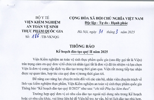 Thông báo. Kế hoạch đào tạo quý II năm 2025