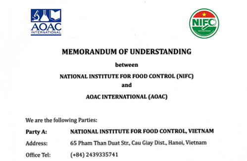 National Institute for Food Control (NIFC) signed a Memorandum of Understanding (MOU) with AOAC INTERNATIONAL 