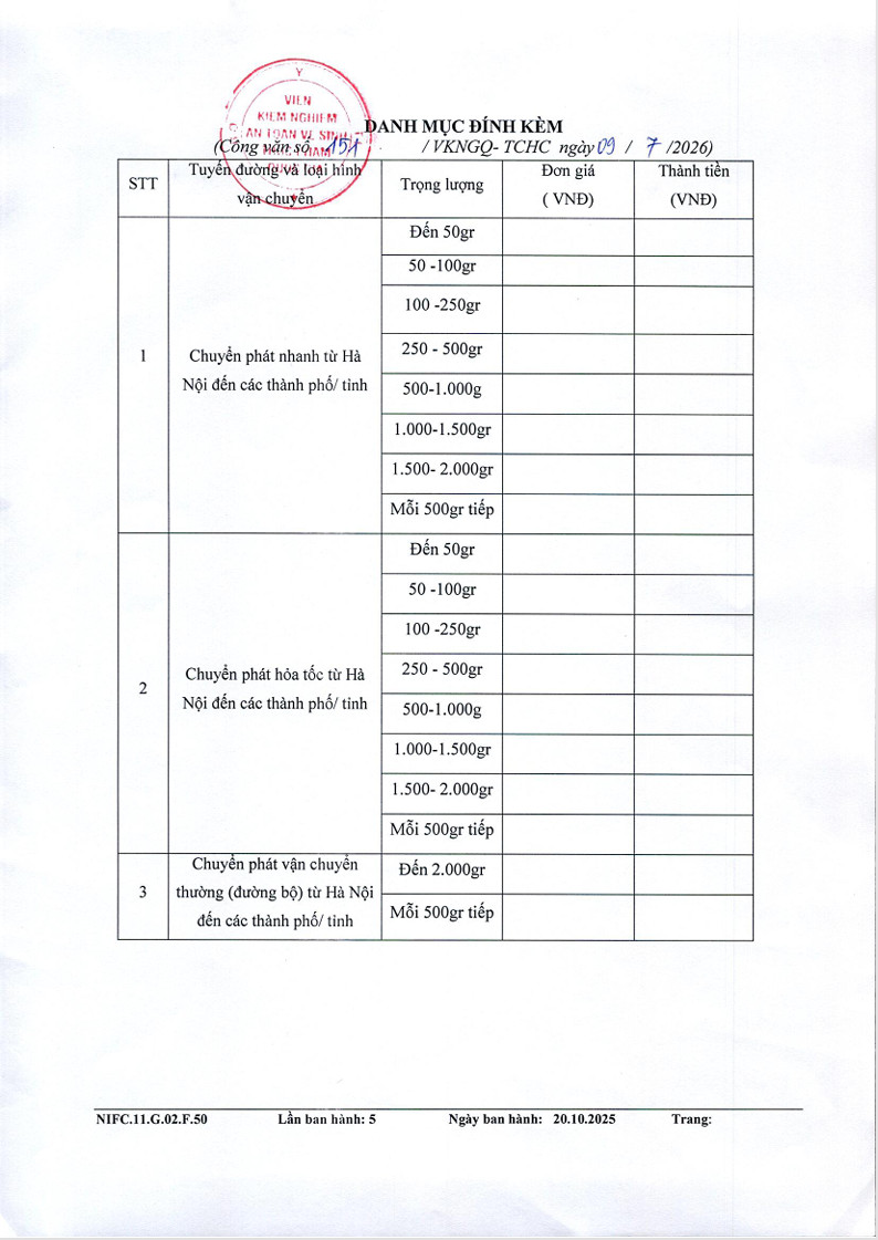 Thư mời báo giá chuyển phát nhanh 2